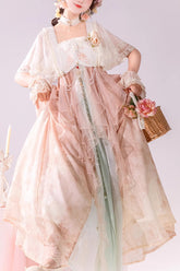 Ensemble de robe Jsk Lolita princesse élégante de style chinois doux avec dentelle à volants multicolore